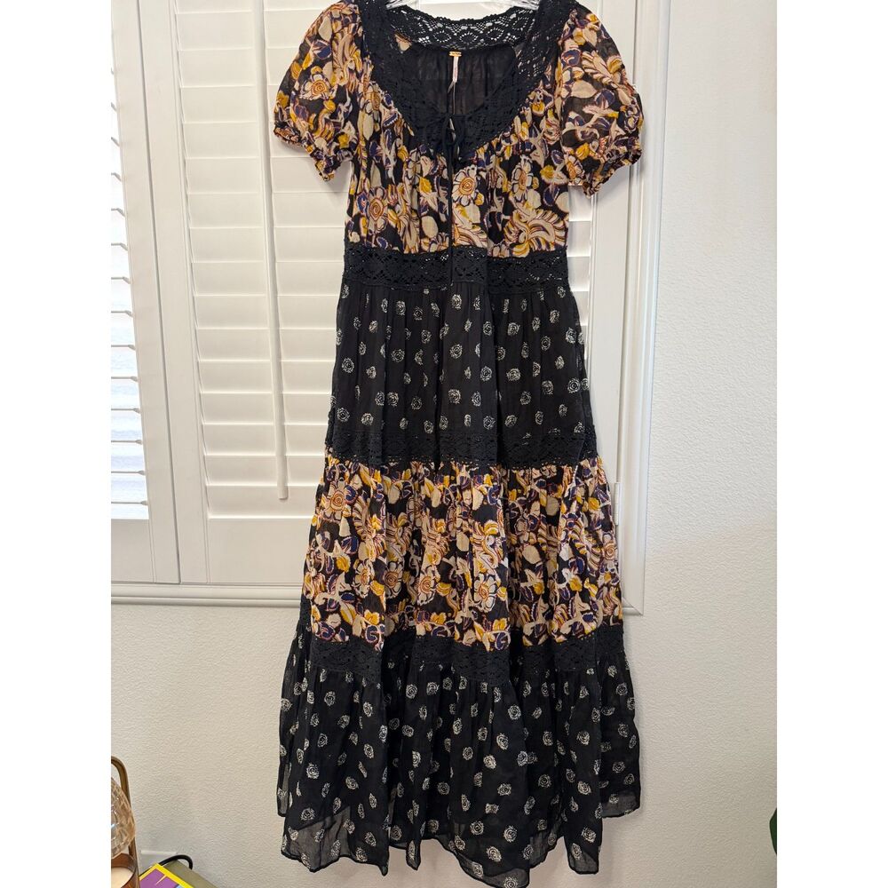 Free People Sun Chaser Tiered Crochet Lace Maxi Dress Size XS NWT